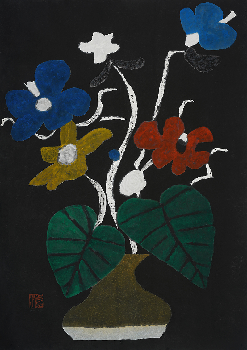 Jang Byeong Eun · Eastbrush · 张炳彥 · black_flower_048 · mixed_media_on_paper · 1189mm_x_841mm · 2025